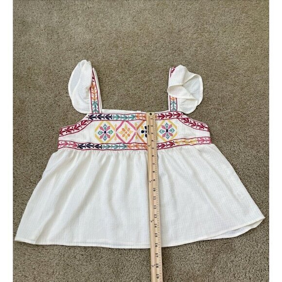 Blu Pepper Embroidered Peasant Top Colorful Details‎ Square Neckline - Picture 3 of 9